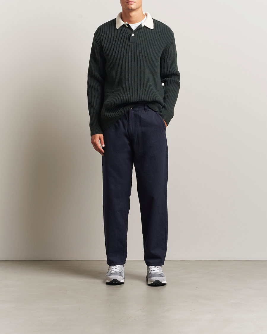 Heren | Broeken | Forét | Clay Twill Pants Navy