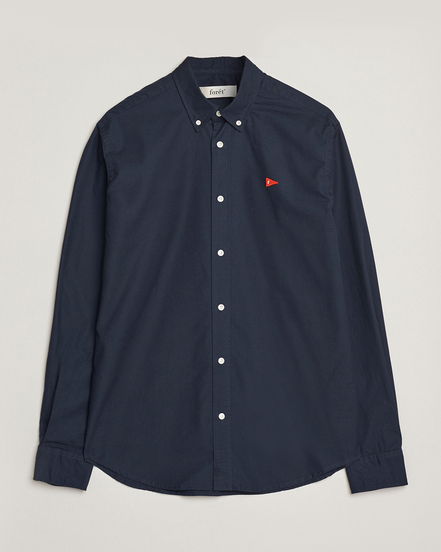 Heren | Overhemden | Forét | Flag Regular Fit Oxford Shirt Navy