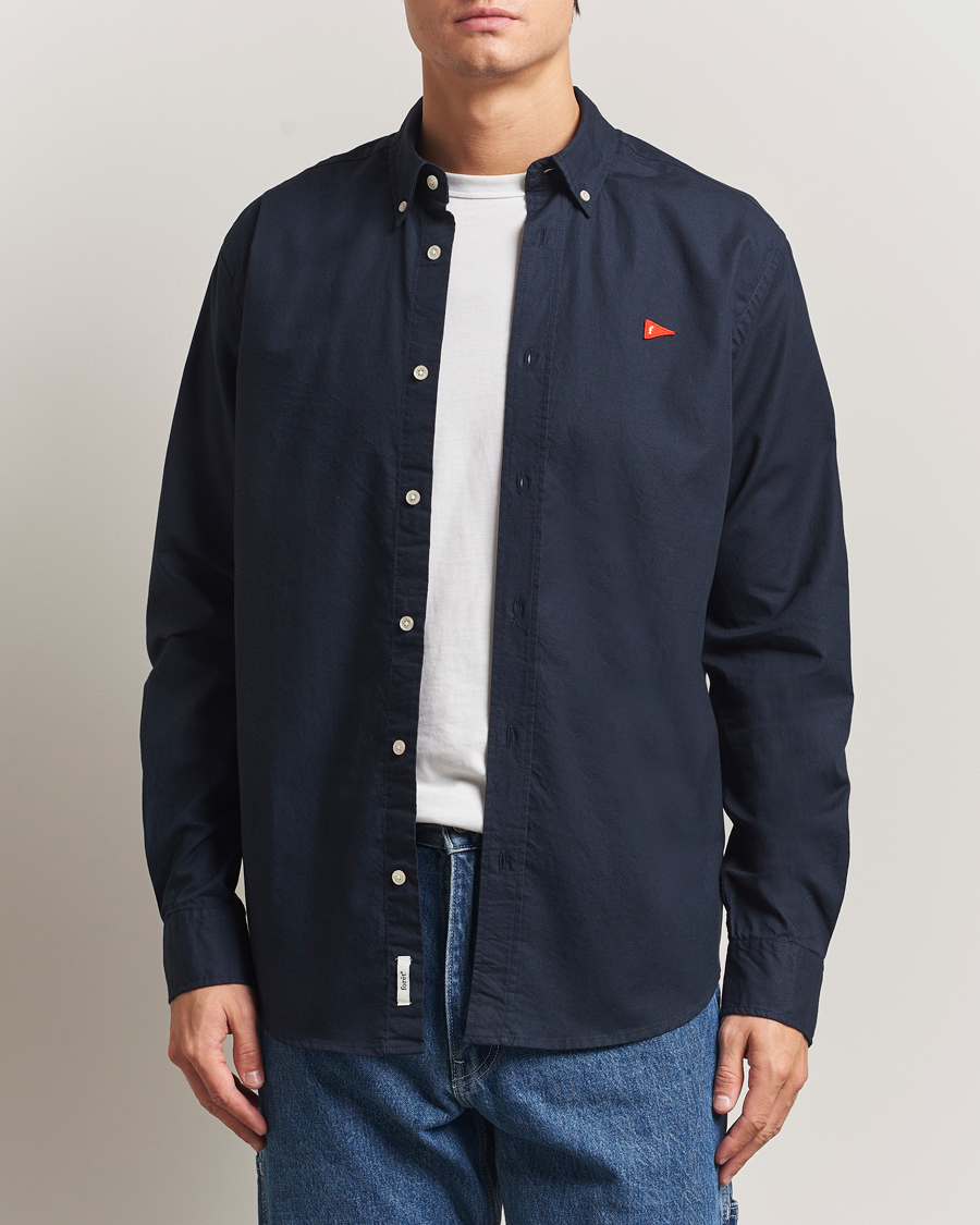 Heren | Overhemden | Forét | Flag Regular Fit Oxford Shirt Navy