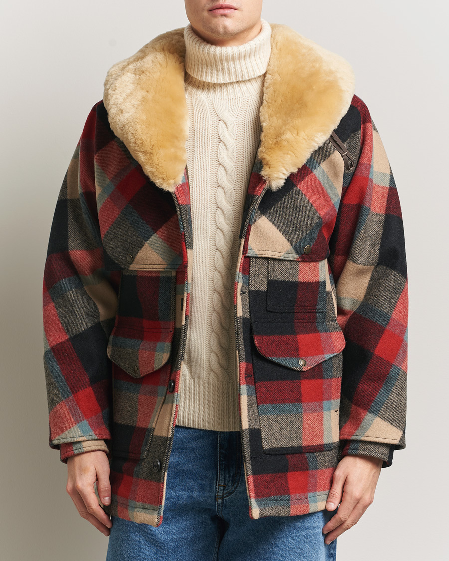 Heren | Jassen | Filson | Wool Lined Packer Coat Red/Cream/Blue Plaid
