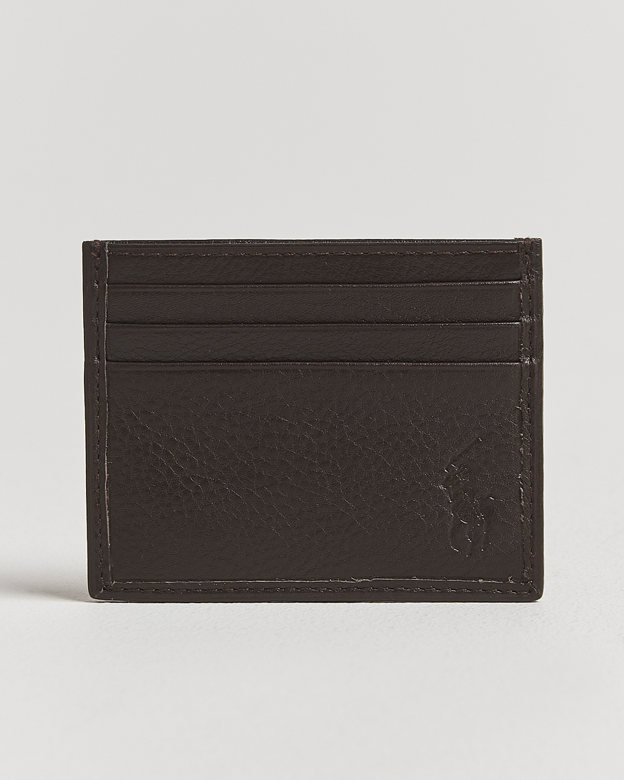 Heren | Portemonnees | Polo Ralph Lauren | Pebbled Leather Credit Card Holder Brown