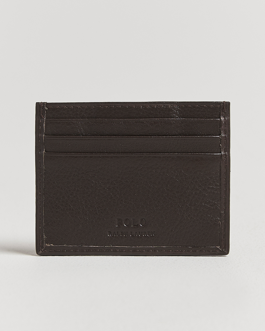 Heren | Portemonnees | Polo Ralph Lauren | Pebbled Leather Credit Card Holder Brown