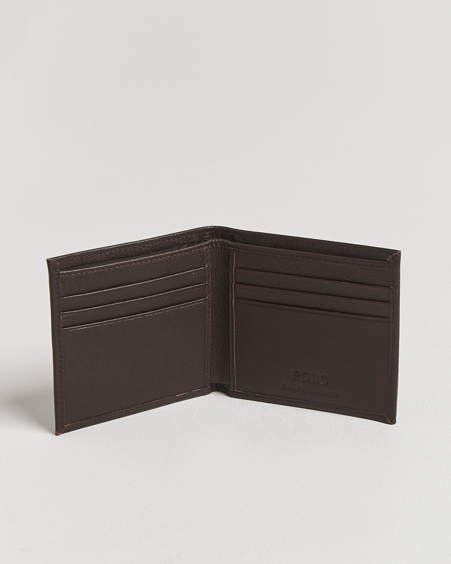 Heren | Portemonnees | Polo Ralph Lauren | Pebbled Leather Billfold Wallet Brown