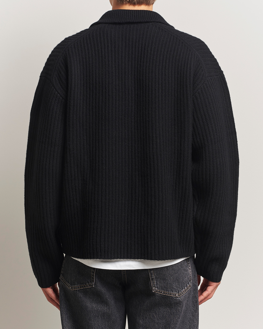 Heren | Truien | Filippa K | Chunky Ribbed Wool Polo Black