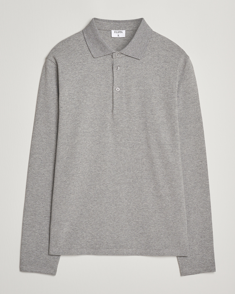 Heren | Polo's | Filippa K | Luke Lycra Polo Shirt Mid Grey Melange