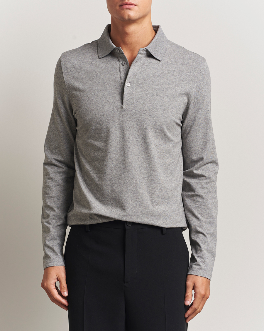 Heren | Polo's | Filippa K | Luke Lycra Polo Shirt Mid Grey Melange
