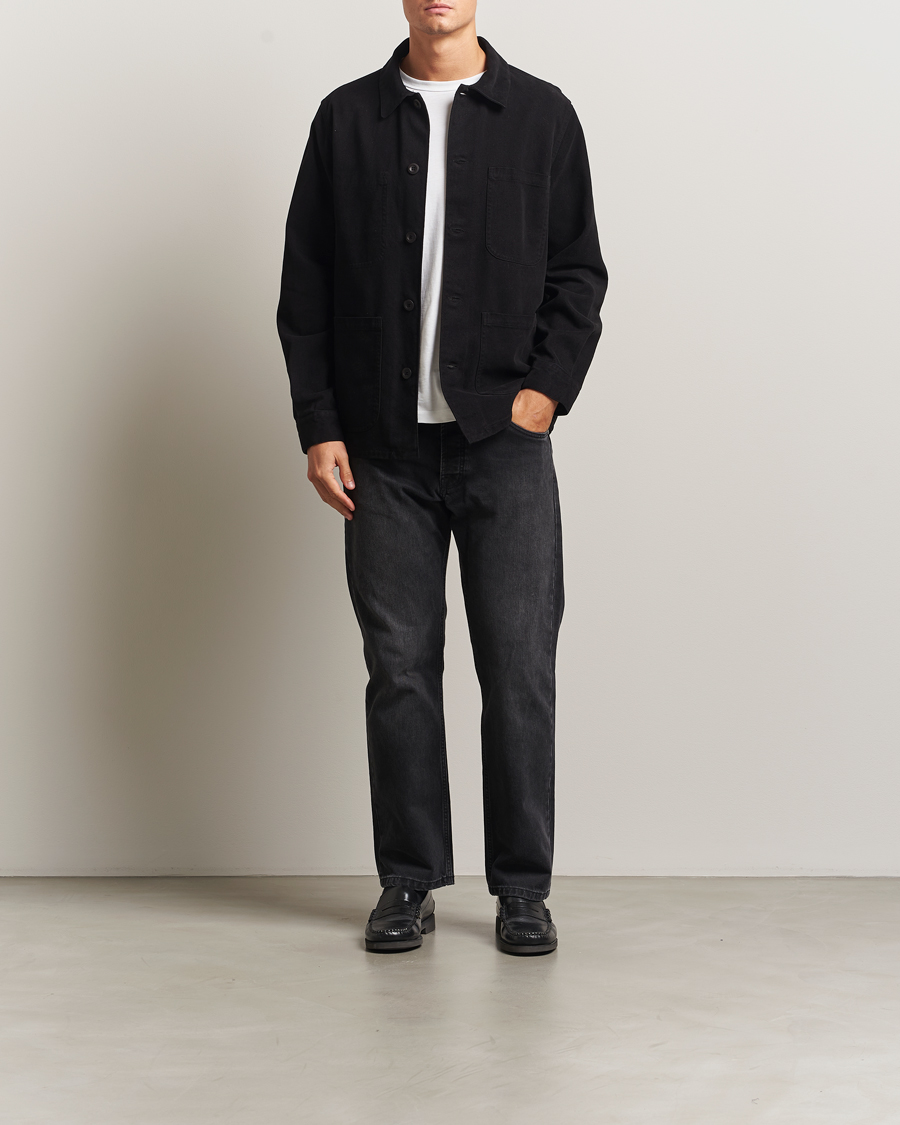 Heren | Overhemden | A Day's March | Algot Cotton Lyocell Overshirt Black