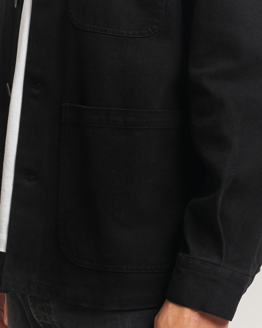 Heren | Overhemden | A Day's March | Algot Cotton Lyocell Overshirt Black