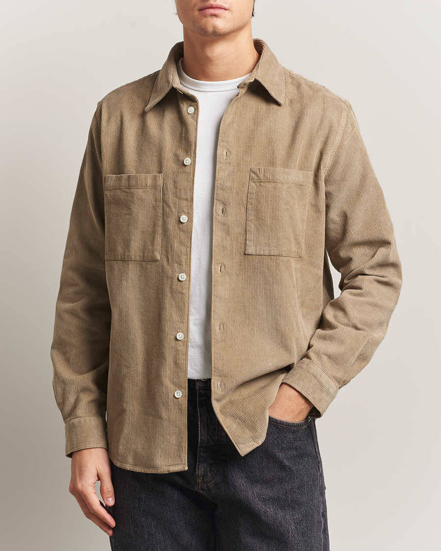 Heren | Overhemden | A Day's March | Rupert Cord Shirt Greige