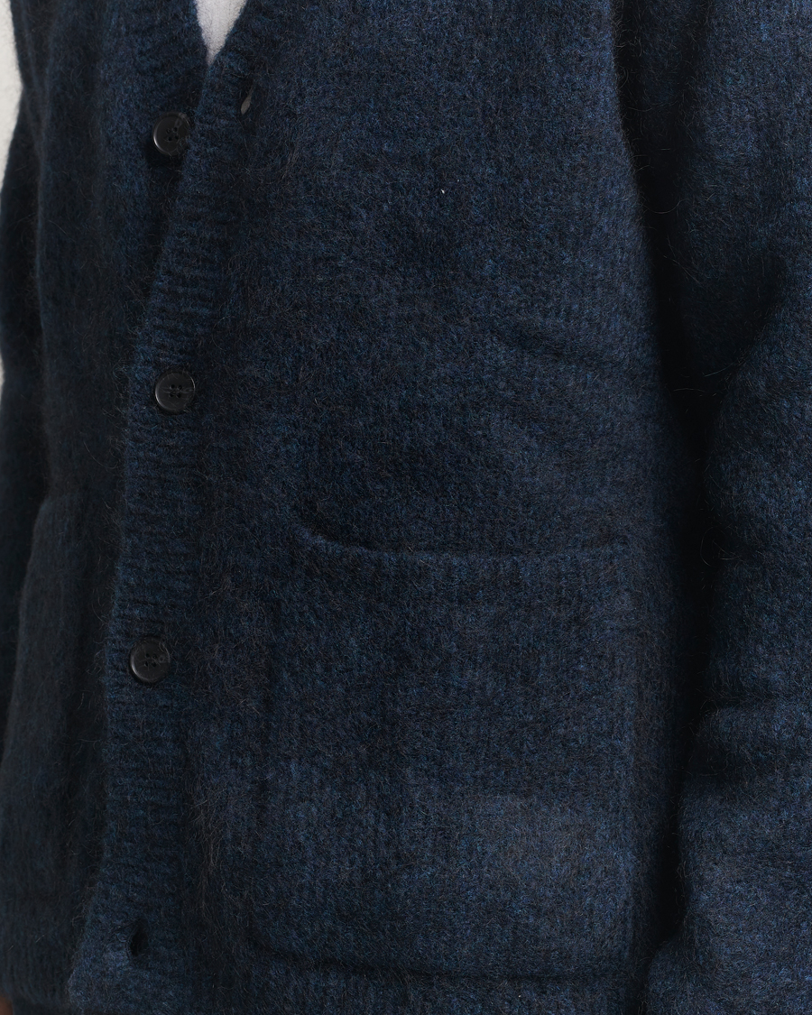Heren | Truien | A Day's March | Jarrow Mohair Cardigan Indigo Blue