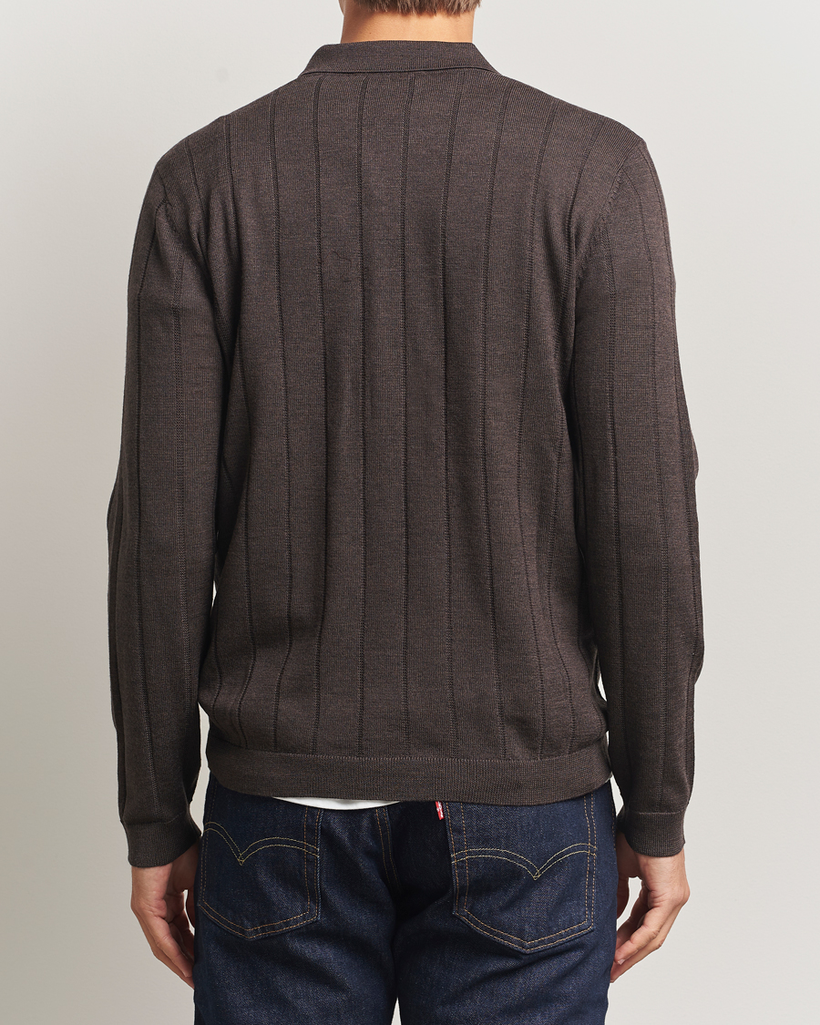 Heren | Truien | A Day's March | Ambroz Structured Merino Polo Brown Melange