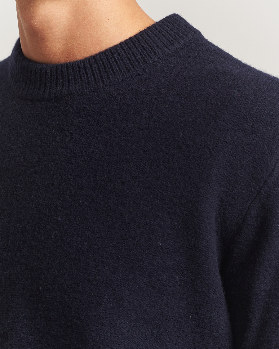 Heren | Truien | A Day's March | Tietar Boiled Merino Sweater Navy