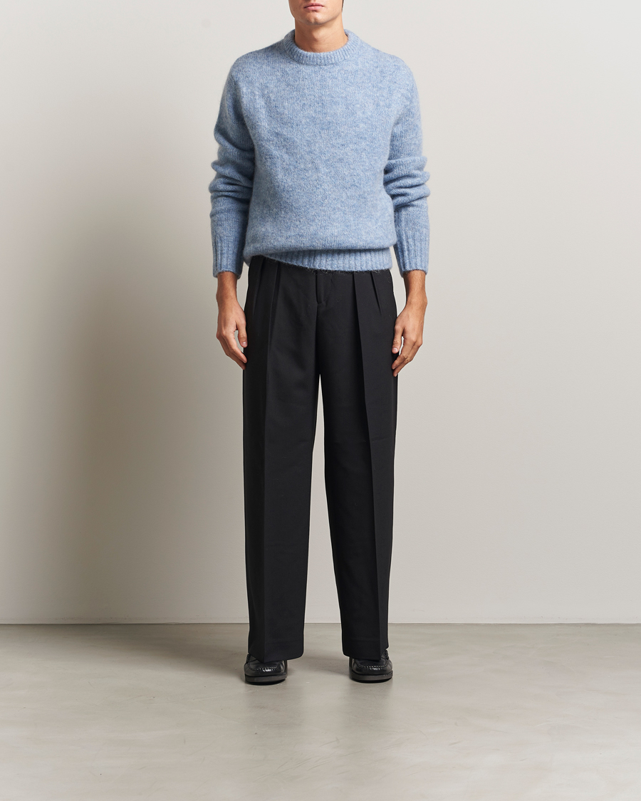 Heren | Truien | A Day's March | Tietar Mohair Sweater Light Blue
