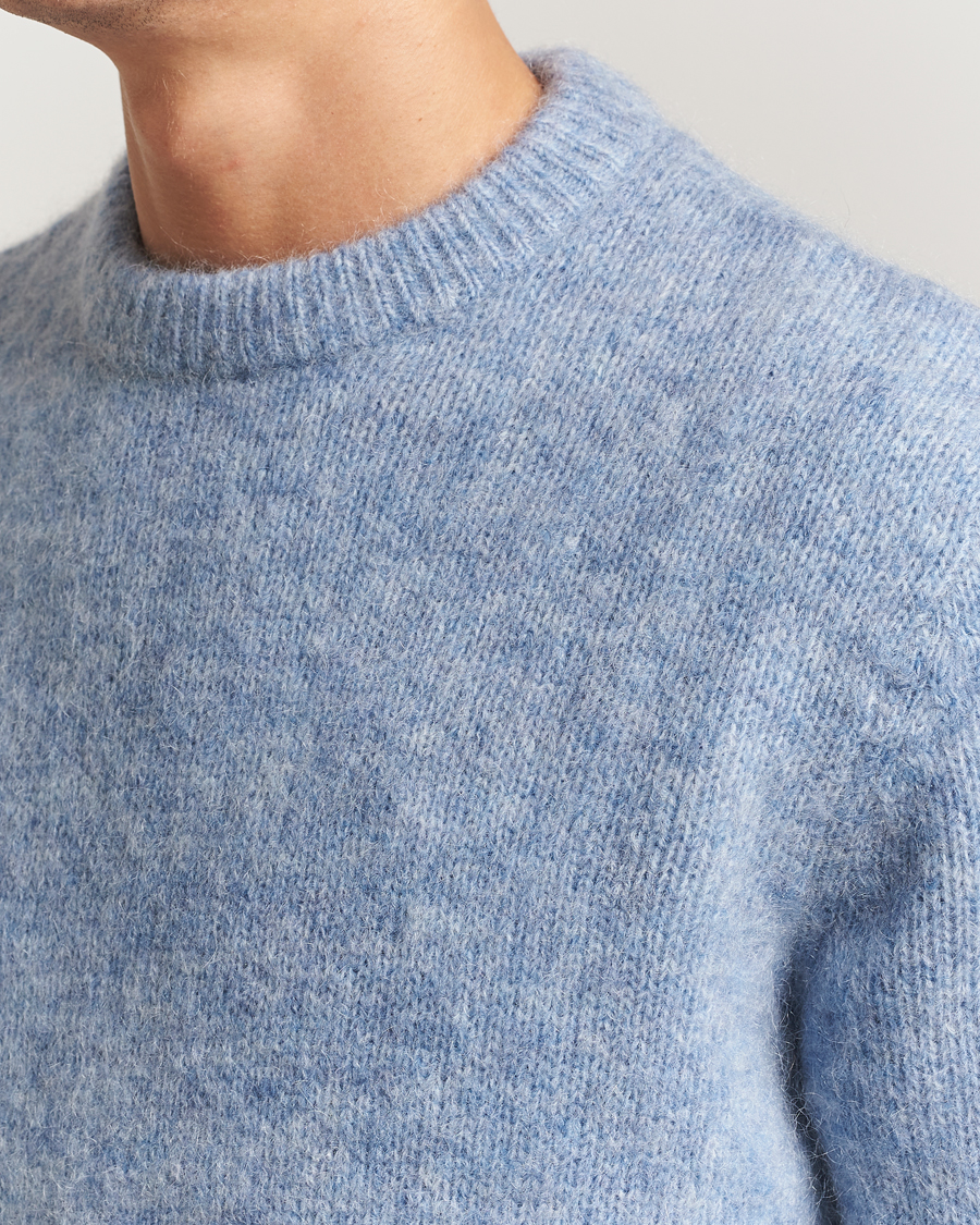 Heren | Truien | A Day's March | Tietar Mohair Sweater Light Blue