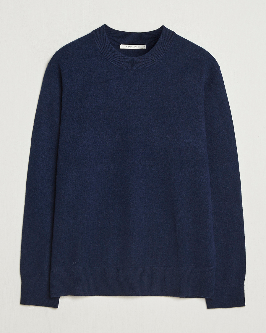 Heren | Truien | A Day's March | Marlow Cashmere Blend Sweater Navy