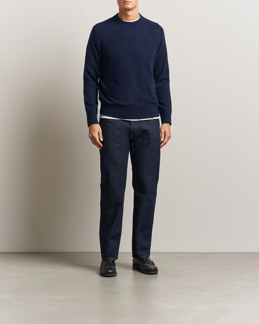 Heren | Truien | A Day's March | Marlow Cashmere Blend Sweater Navy