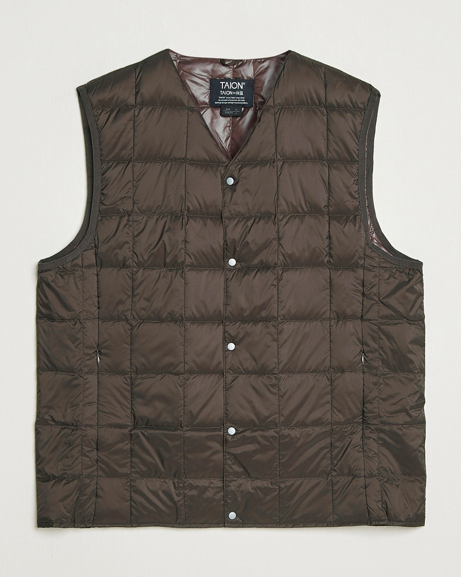 Heren | Gilets | TAION | V-Neck Lightweight Down Vest Dark Choco