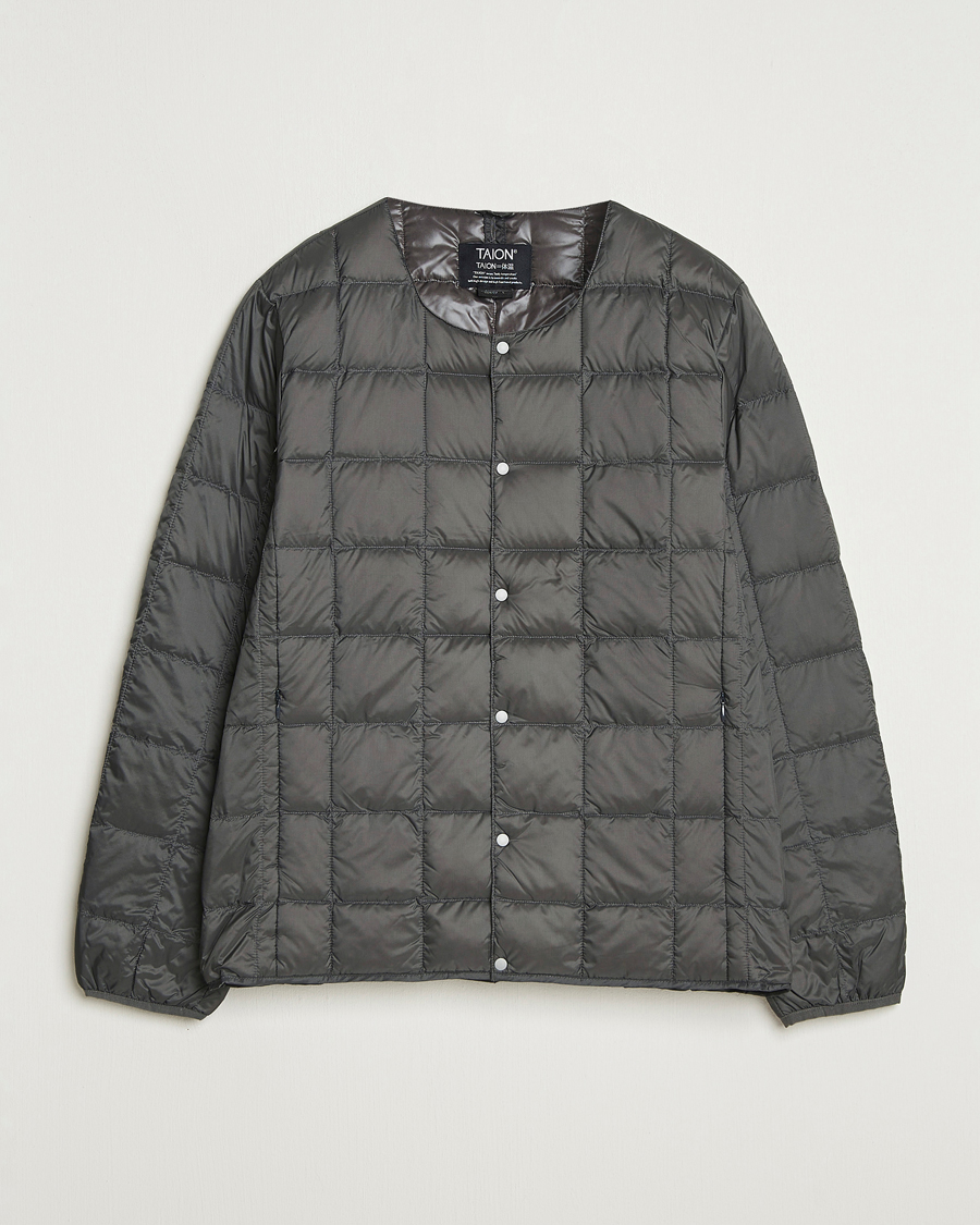 Heren | Jassen | TAION | Crew Neck Button Down Jacket Dark Grey
