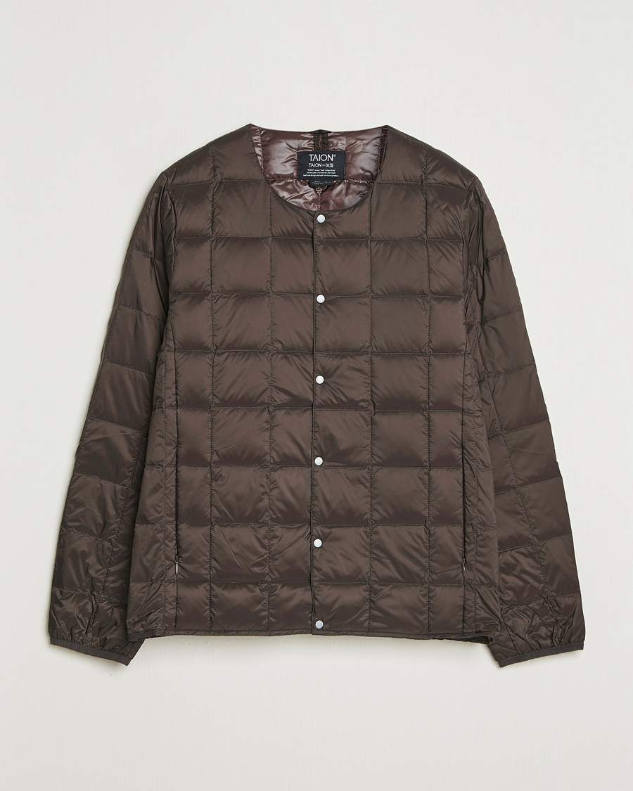 Heren | Jassen | TAION | Crew Neck Button Down Jacket Dark Choco