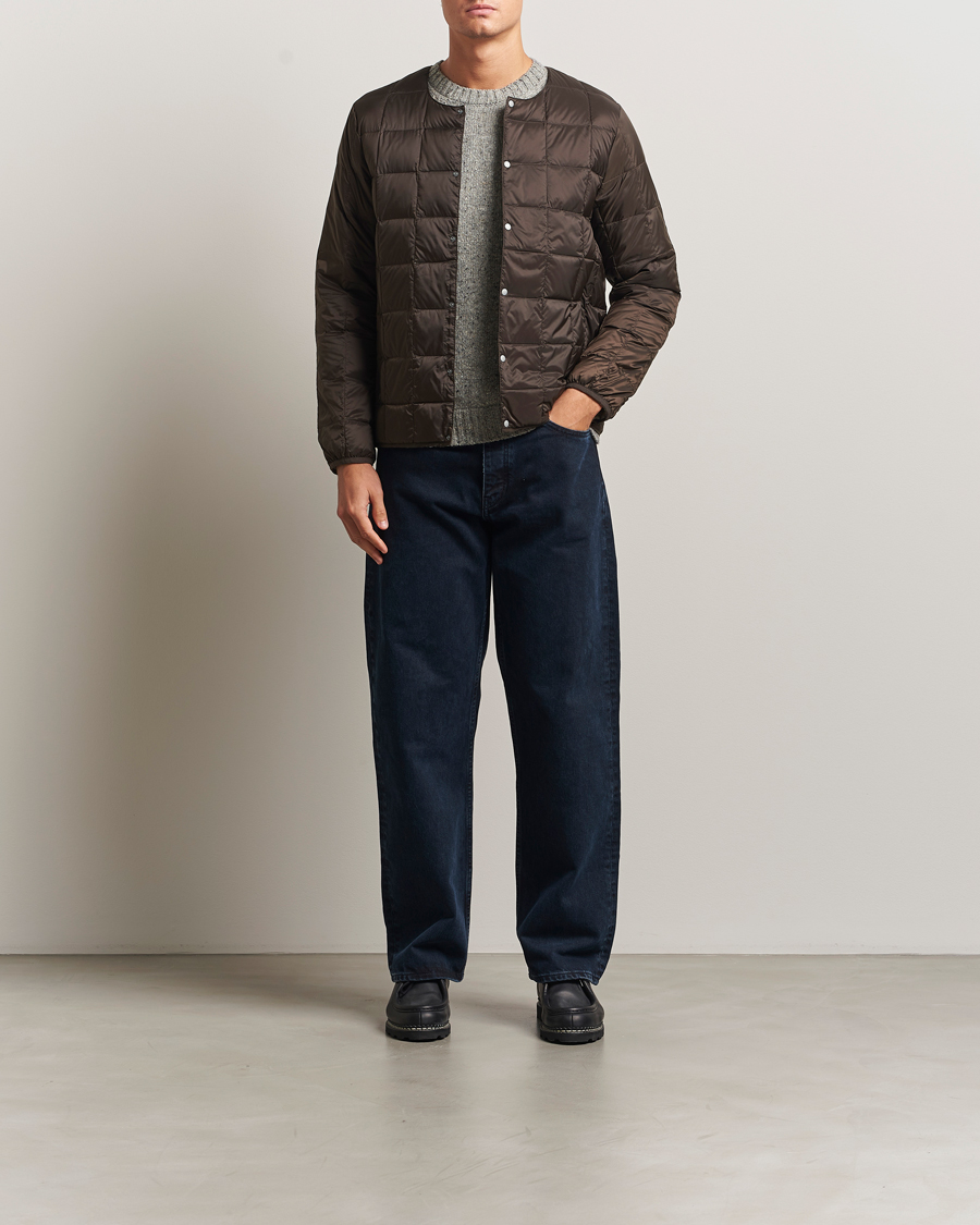 Heren | Jassen | TAION | Crew Neck Button Down Jacket Dark Choco