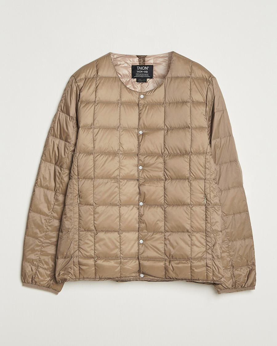 Heren | Jassen | TAION | Crew Neck Button Down Jacket Khaki
