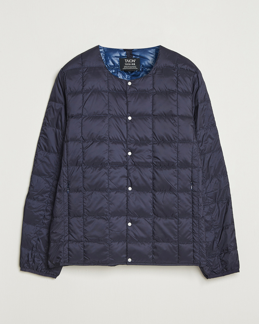 Heren | Jassen | TAION | Crew Neck Button Down Jacket Navy
