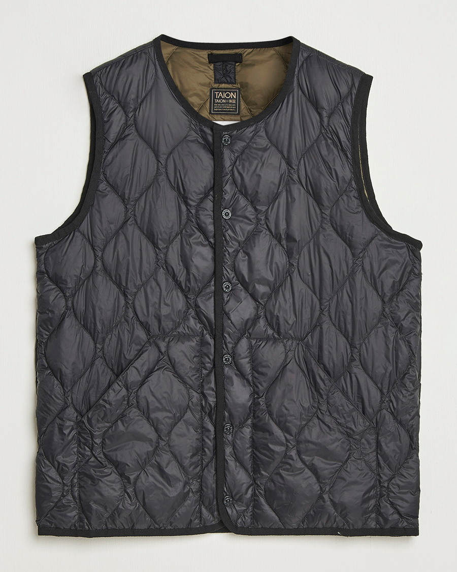 Heren | Gilets | TAION | Military Crew Neck Down Vest Black