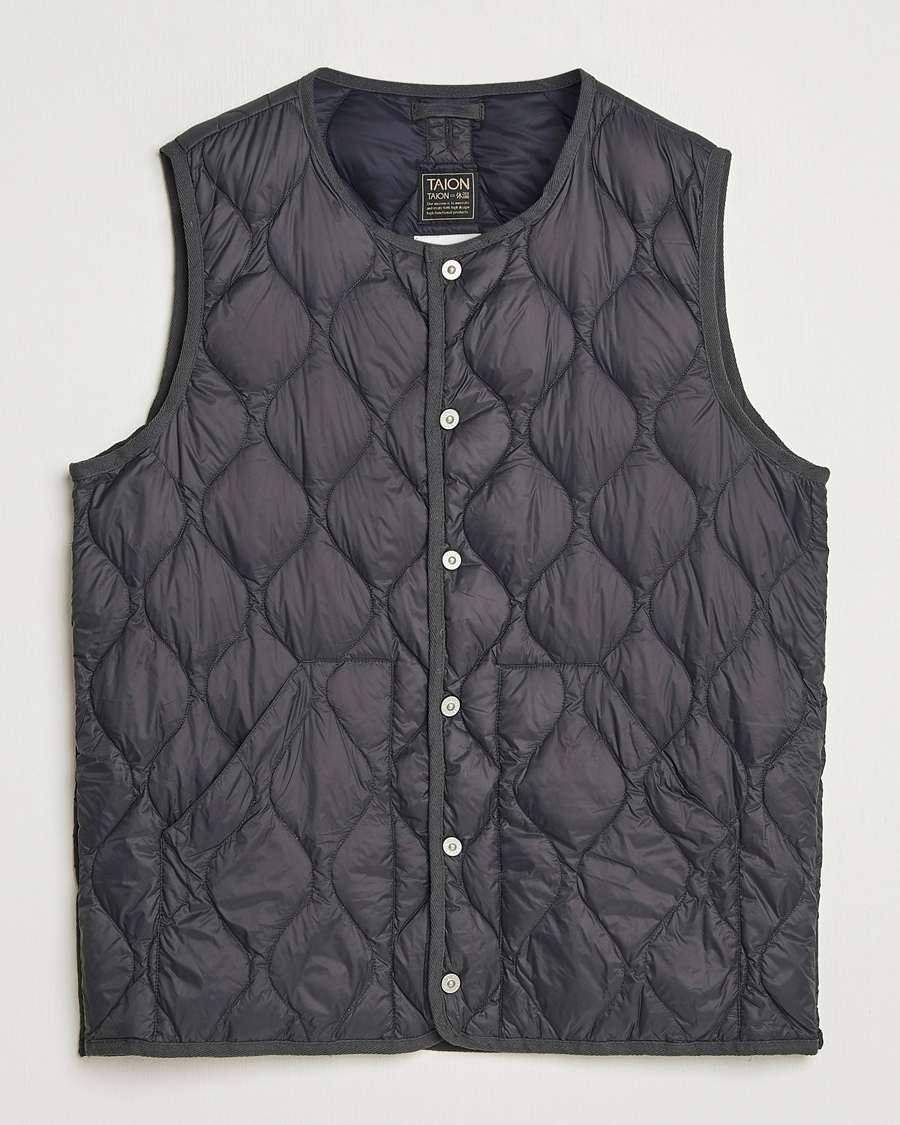Heren | Gilets | TAION | Military Crew Neck Down Vest Dark Grey