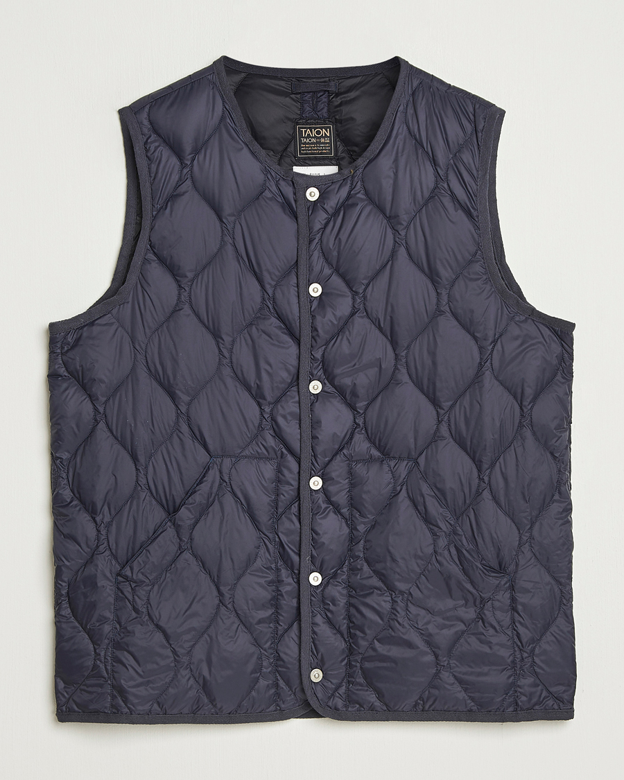 Heren | Gilets | TAION | Military Crew Neck Down Vest Navy