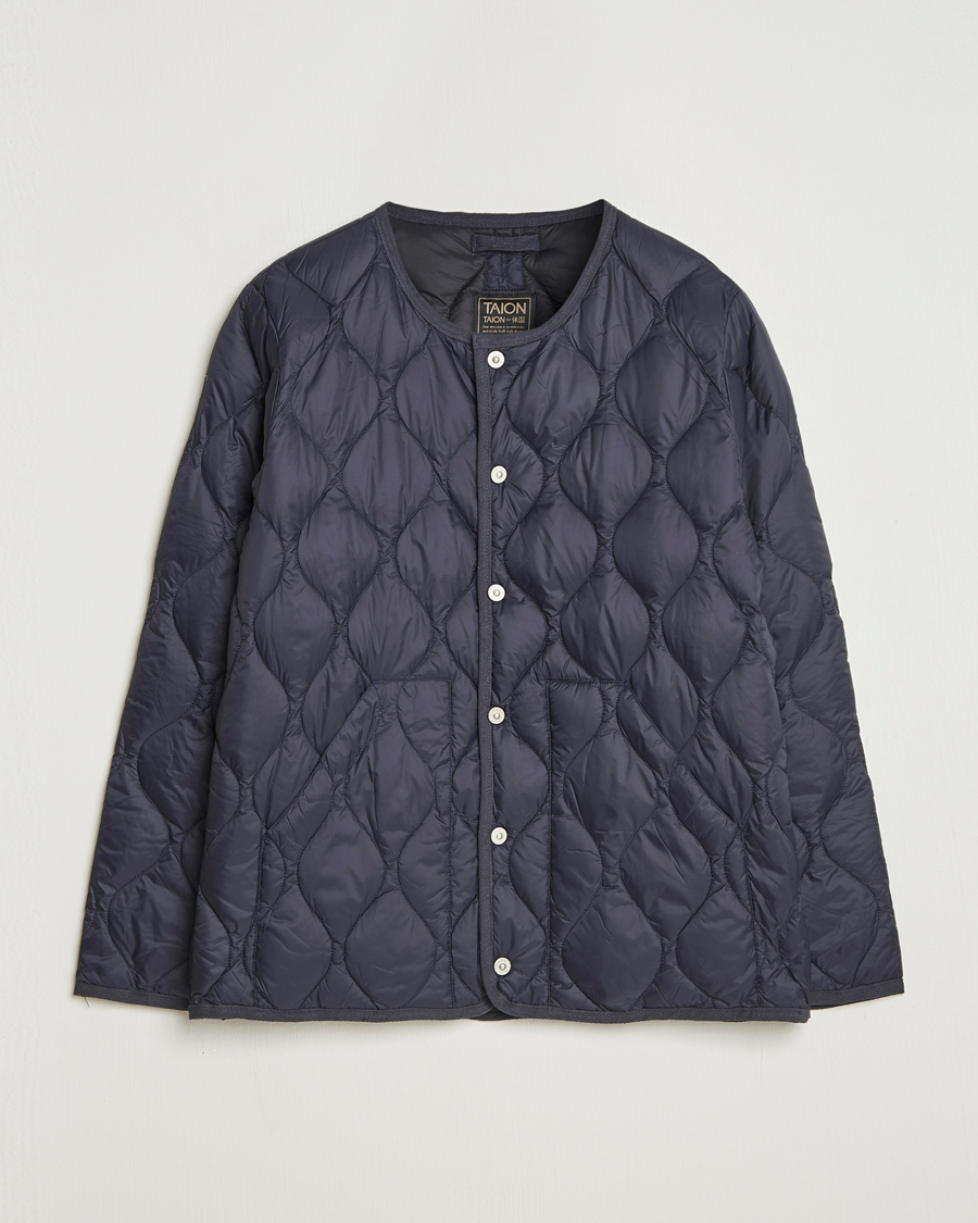 Heren | Jassen | TAION | Military Crew Neck Down Jacket Navy