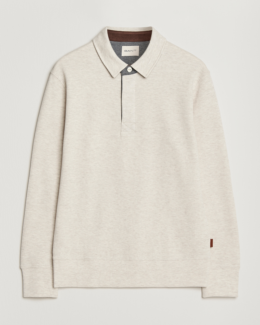 Heren | Polo's | GANT | Light Sacker Rib Long Sleeve Polo Seed Melange