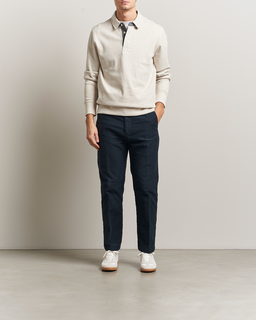 Heren | Polo's | GANT | Light Sacker Rib Long Sleeve Polo Seed Melange