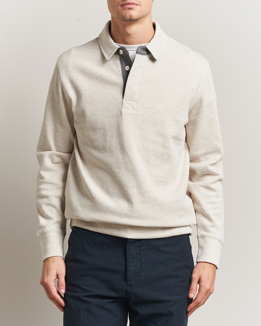 Heren | Polo's | GANT | Light Sacker Rib Long Sleeve Polo Seed Melange