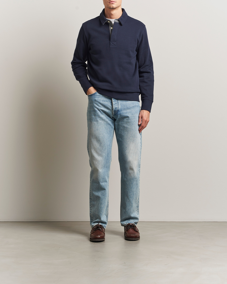Heren | Polo's | GANT | Light Sacker Rib Long Sleeve Polo Evening Blue