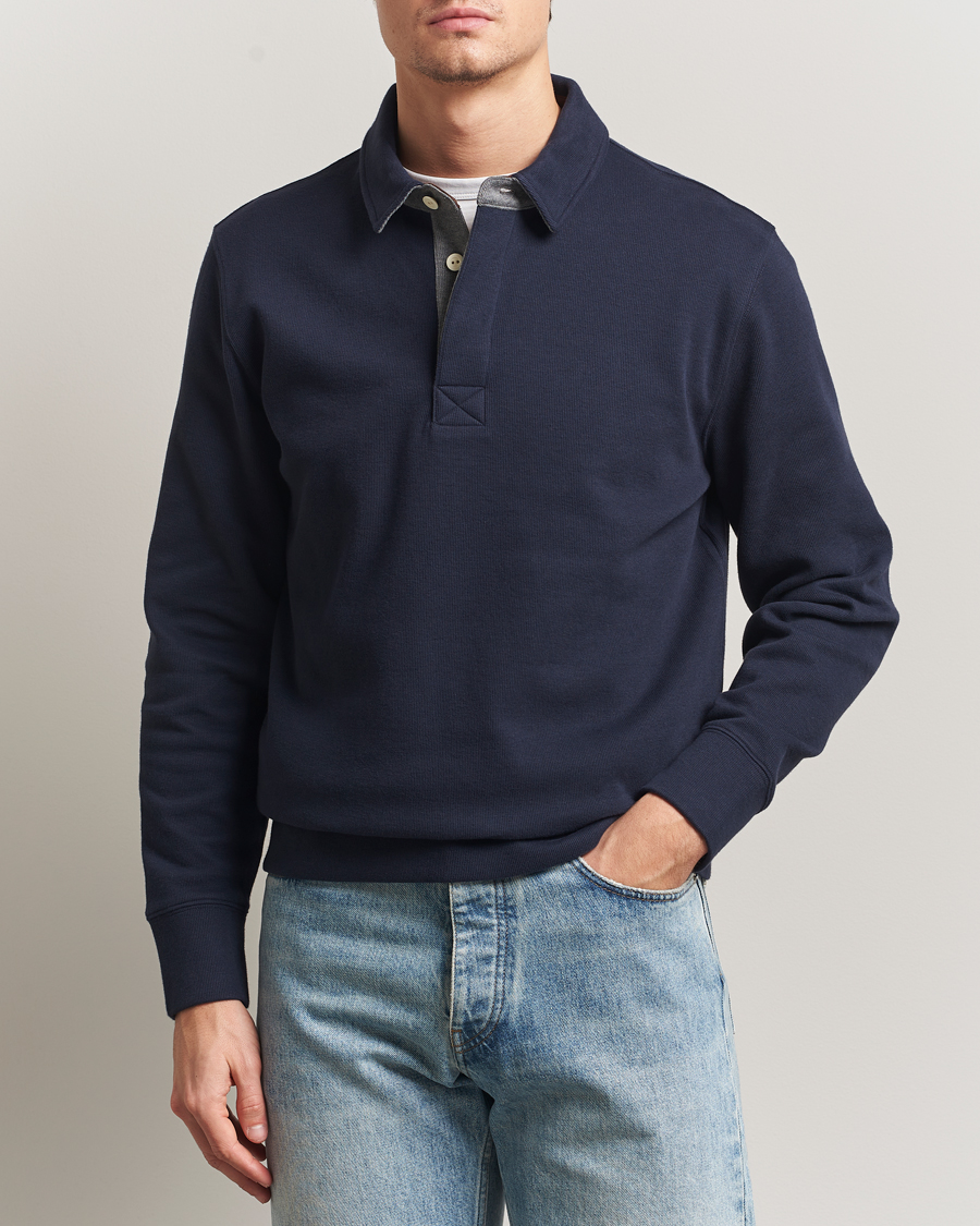 Heren | Polo's | GANT | Light Sacker Rib Long Sleeve Polo Evening Blue