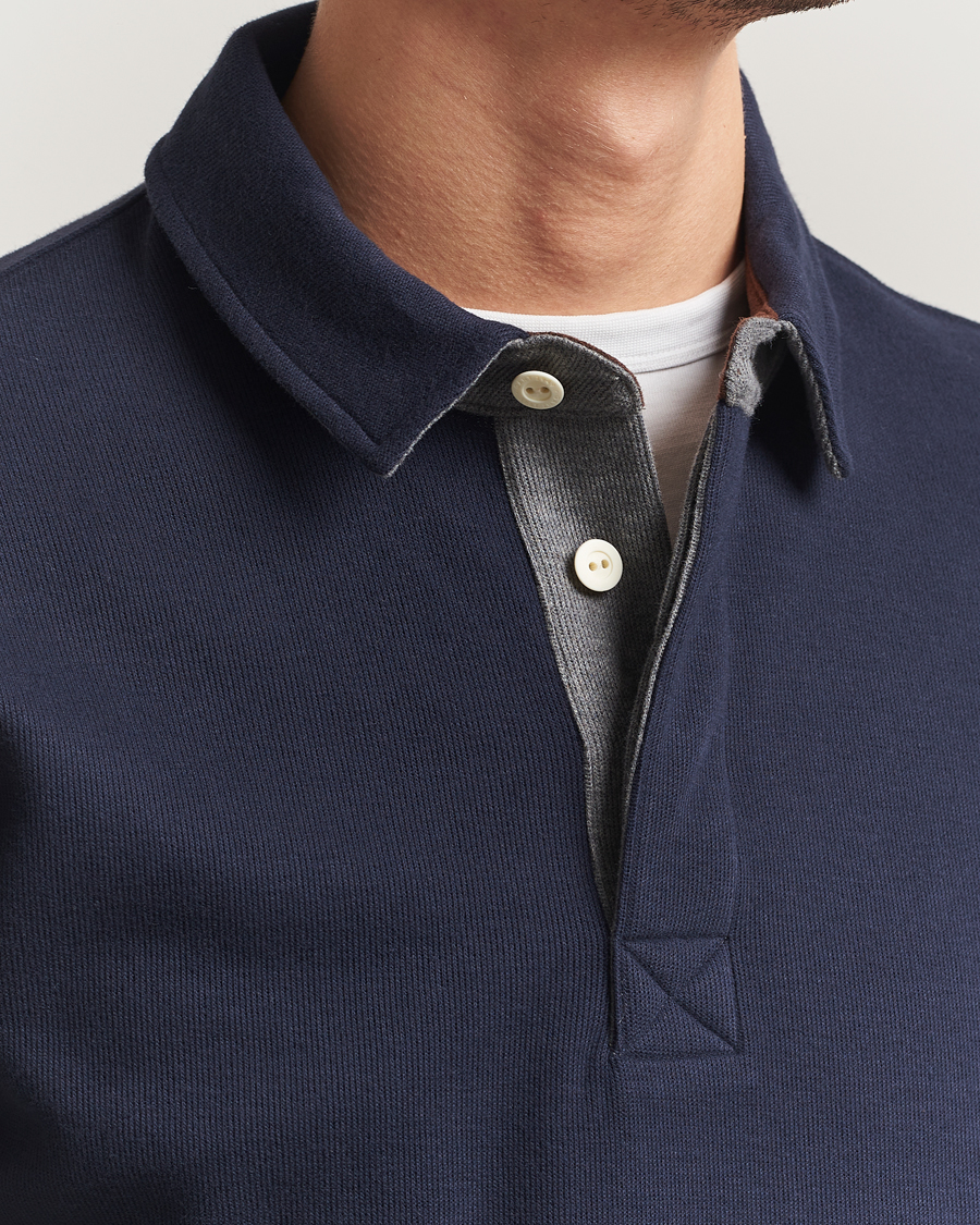 Heren | Polo's | Gant | Light Sacker Rib Long Sleeve Polo Evening Blue