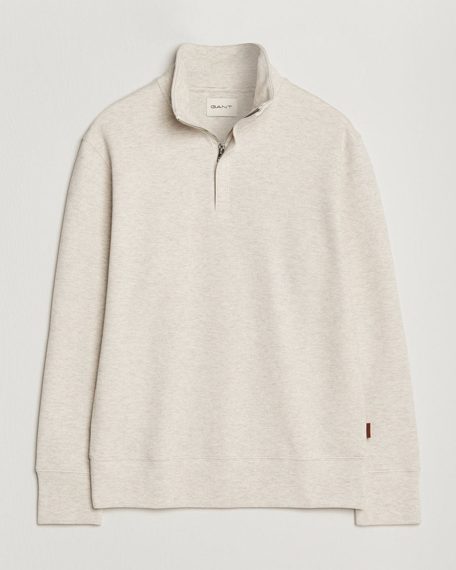 Heren | Truien | Gant | Light Sacker Rib Half Zip Seed Melange