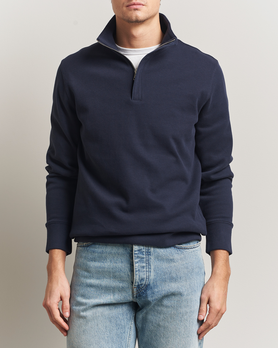 Heren | Truien | Gant | Light Sacker Rib Half Zip Evening Blue