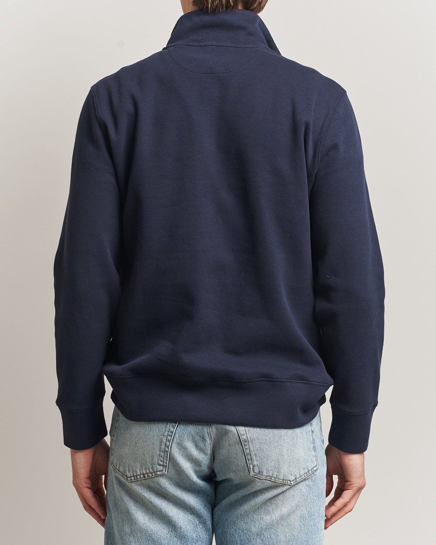Heren | Truien | GANT | Light Sacker Rib Half Zip Evening Blue