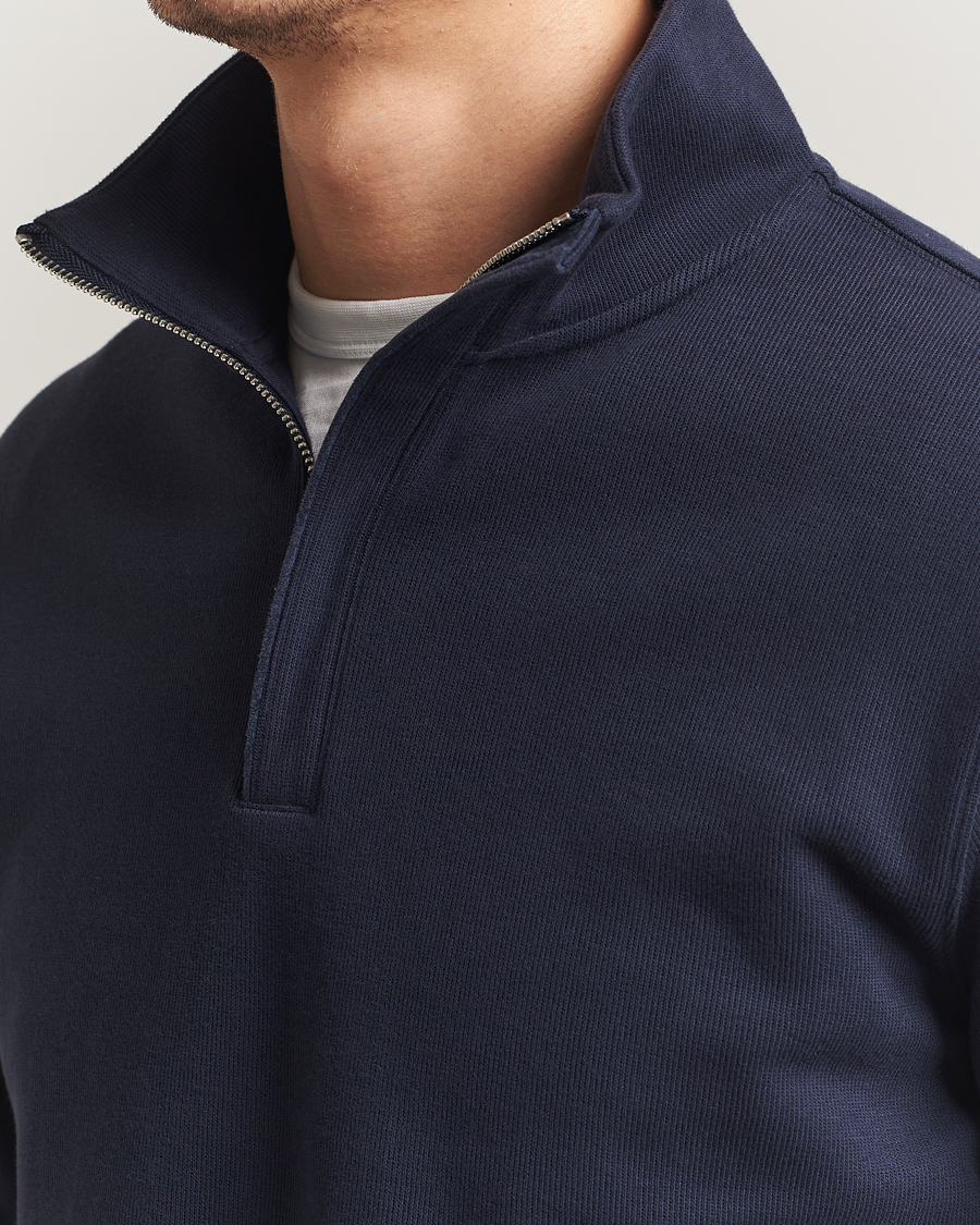 Heren | Truien | GANT | Light Sacker Rib Half Zip Evening Blue