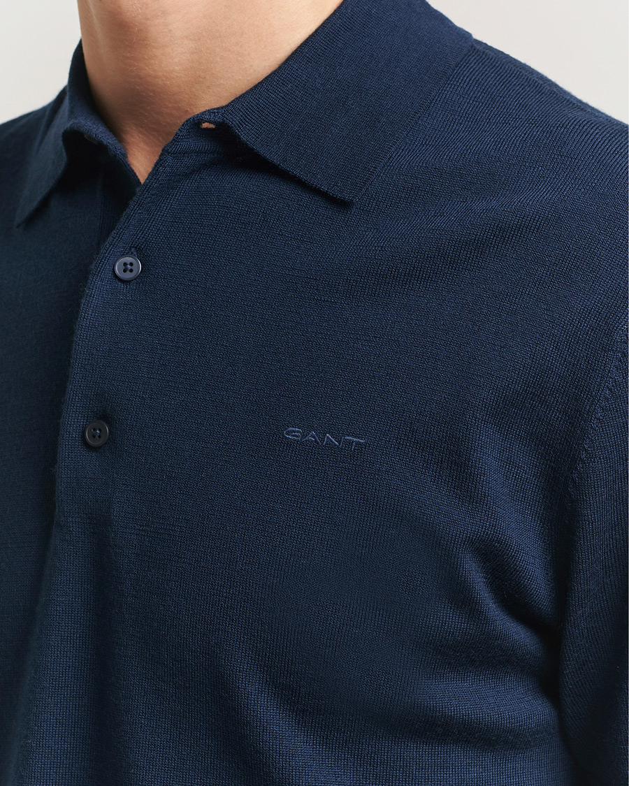 Heren | Polo's | GANT | Extrafine Merino Polo Marine