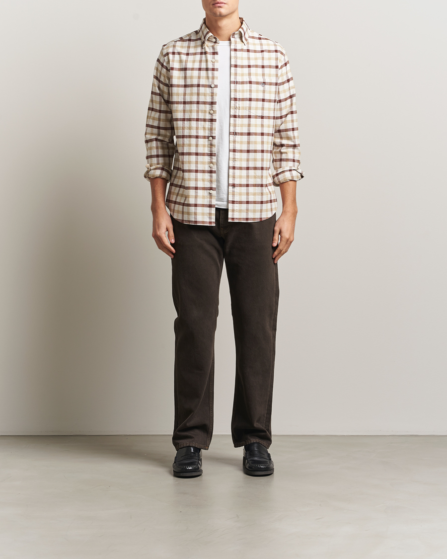 Heren | Overhemden | GANT | Regular Fit Oxford Checked Shirt Mahogany Brown