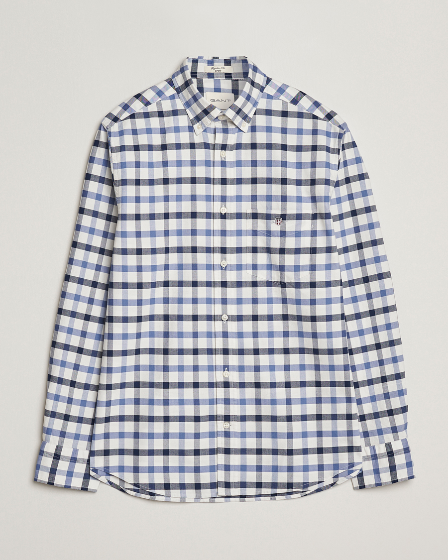 Heren | Overhemden | Gant | Regular Fit Oxford Checked Shirt Greyish Blue