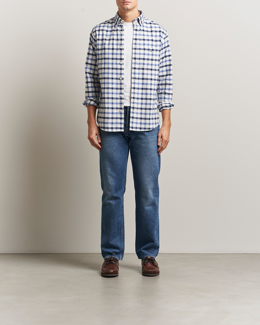 Heren | Overhemden | GANT | Regular Fit Oxford Checked Shirt Greyish Blue