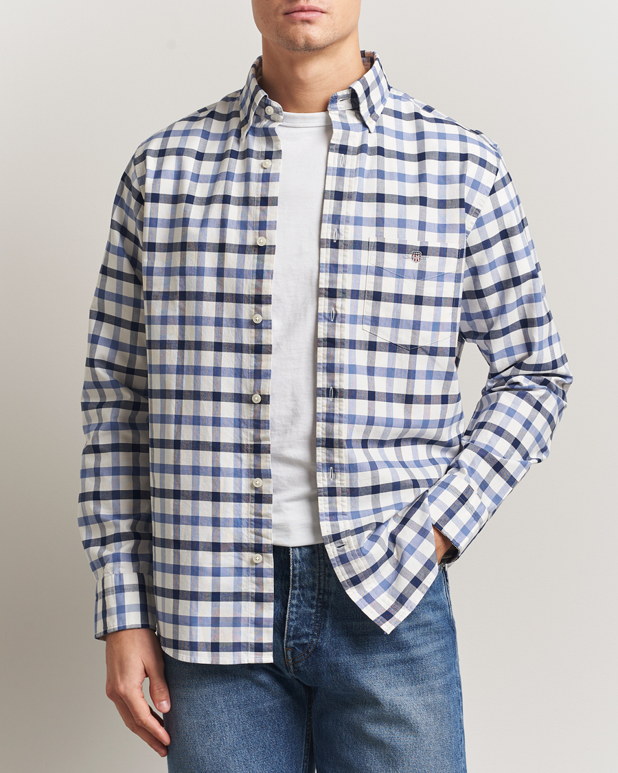 Heren | Overhemden | Gant | Regular Fit Oxford Checked Shirt Greyish Blue