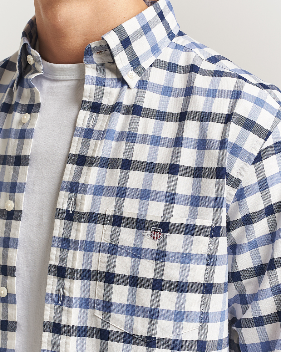Heren | Overhemden | Gant | Regular Fit Oxford Checked Shirt Greyish Blue