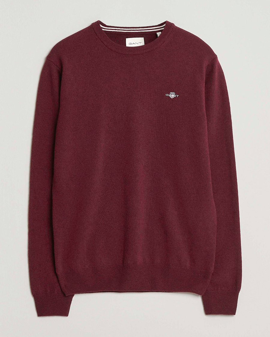Heren | Truien | Gant | Superfine Lambswool Crew Neck Bordeaux Melange