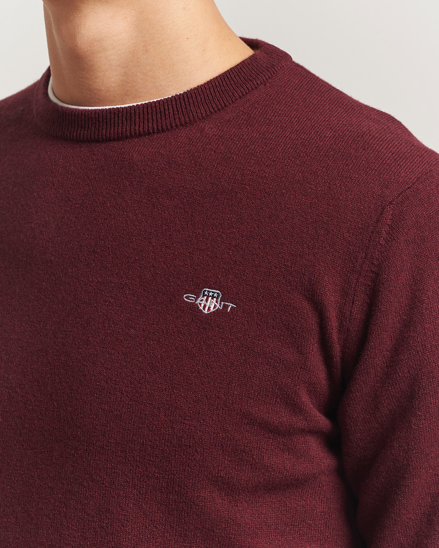 Heren | Truien | Gant | Superfine Lambswool Crew Neck Bordeaux Melange