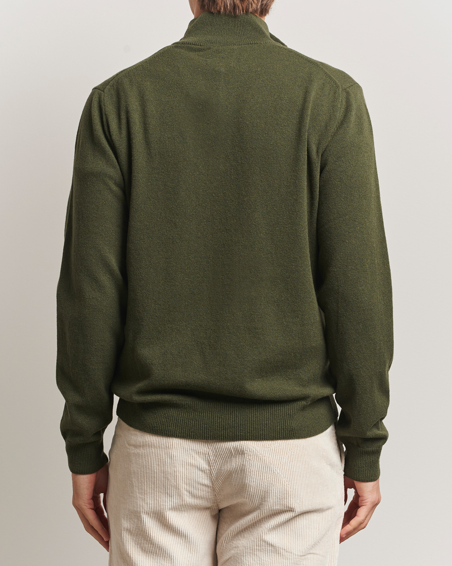 Heren | Truien | GANT | Superfine Lambswool Half Zip Khaki Green Melange
