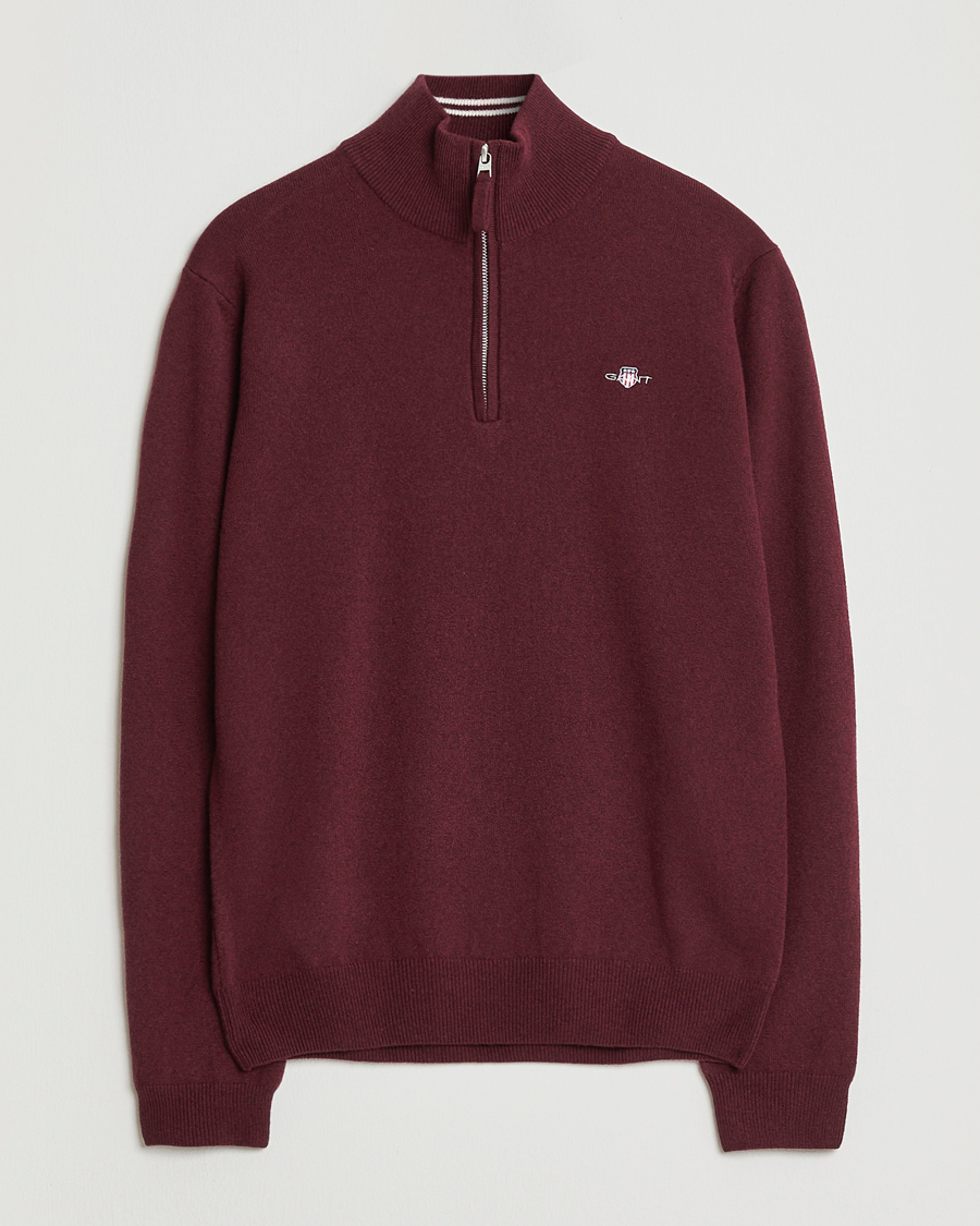 Heren | Truien | GANT | Superfine Lambswool Half Zip Bordeaux Melange